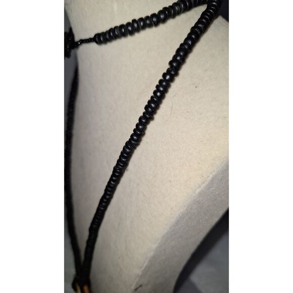 African Motif Wooden Beaded Women's Necklace Tribal Layered Pendant Exotic - Picture 6 of 10